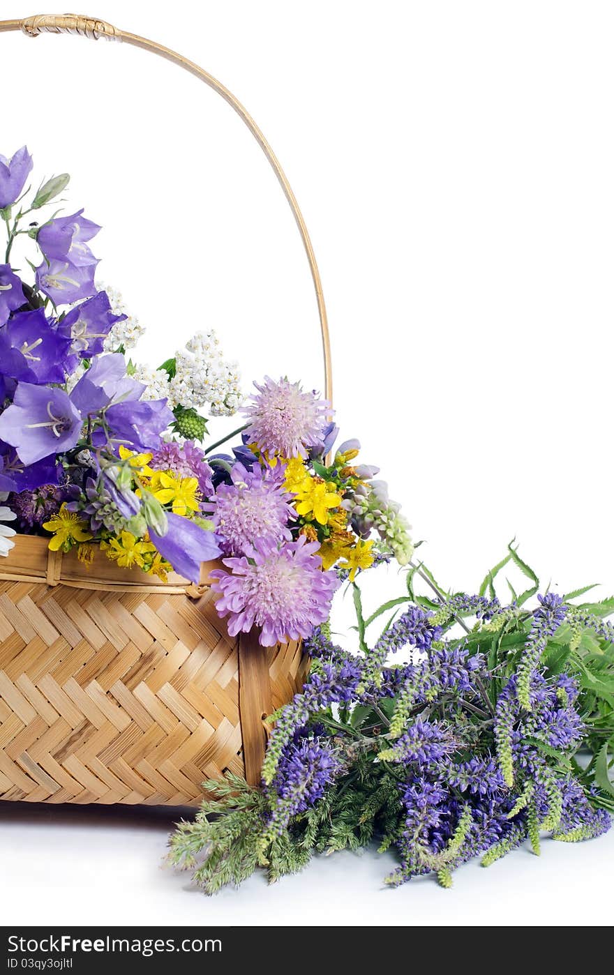 Beautiful flowers in a basket