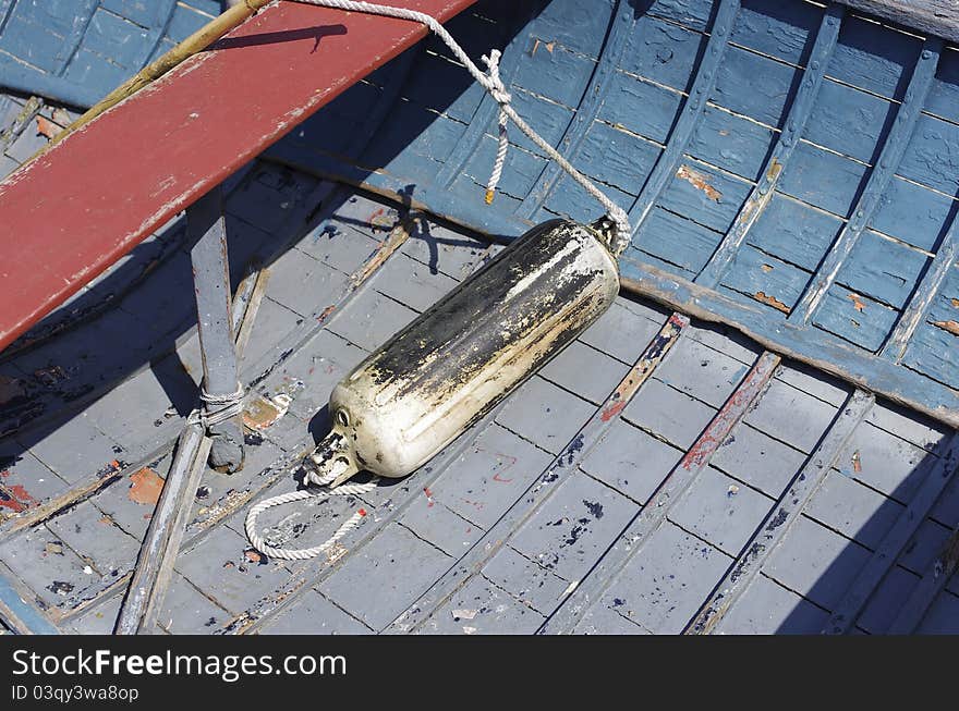 Detail of ligurian wooden boat named gozzo