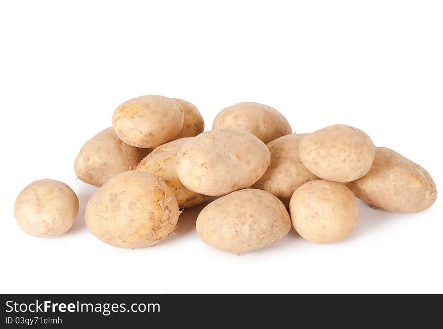 Heap of a potato on white