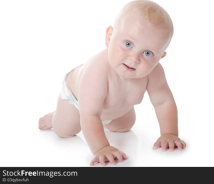 The little baby isolated on white background