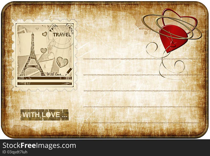 Romantic greeting card with hearts on a grunge background. Romantic greeting card with hearts on a grunge background