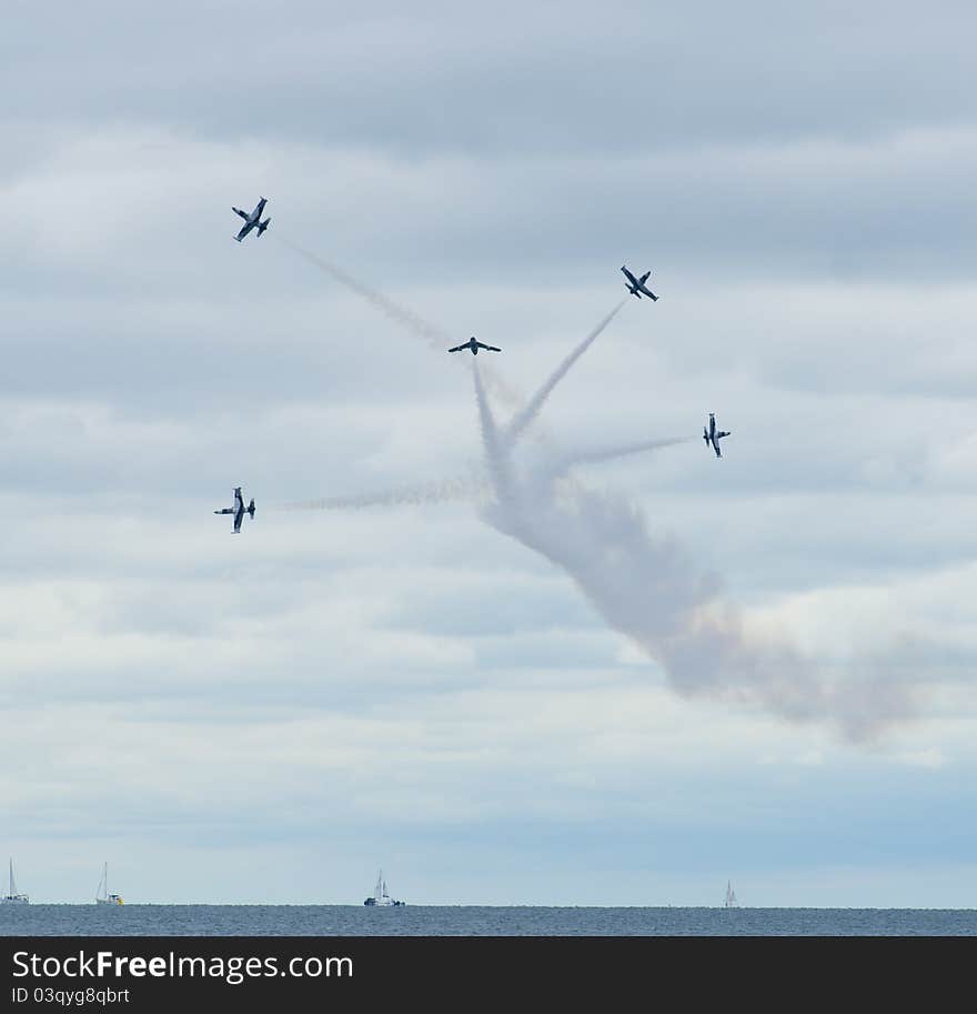 Acrobatic airplanes air show shots