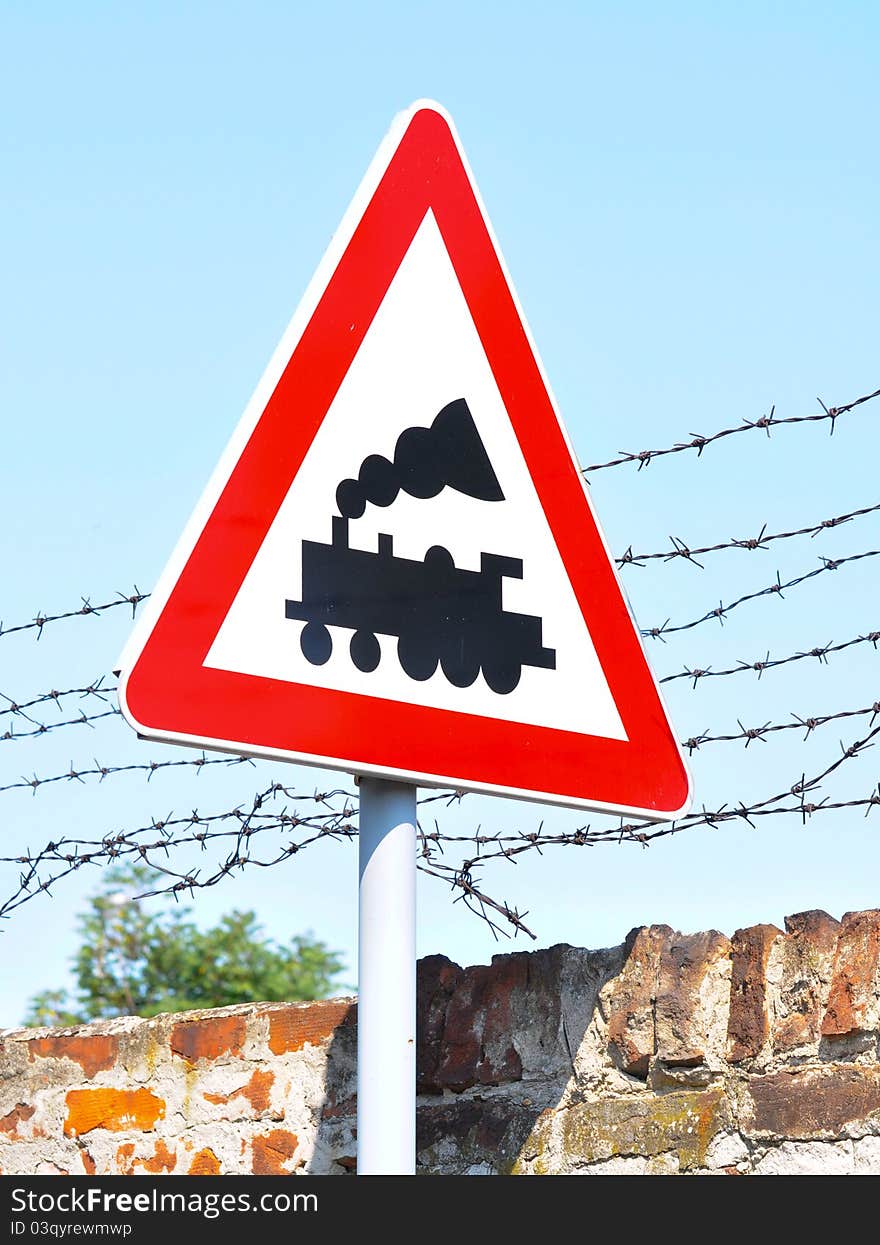 Train Line Crossing - Road Sign