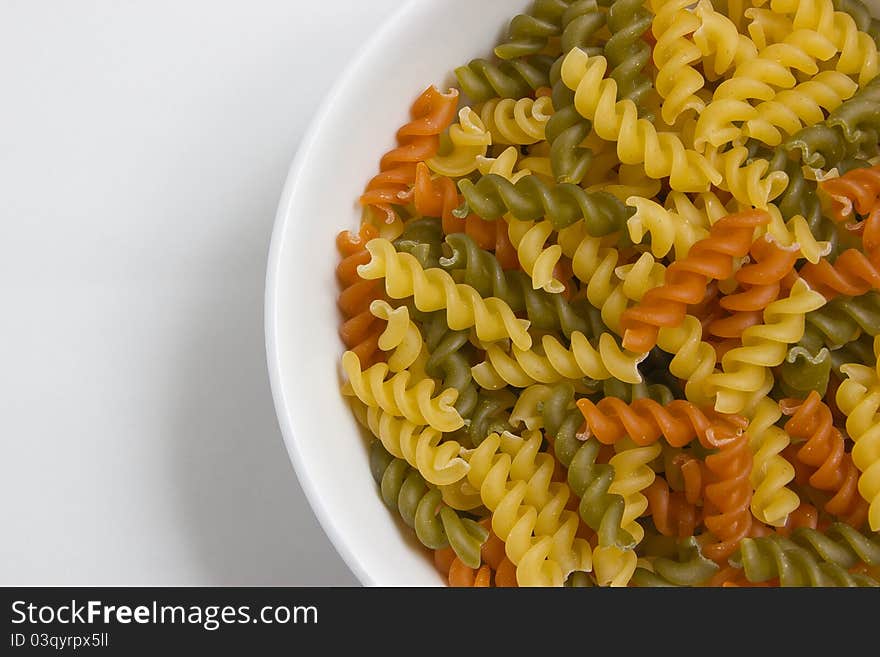 Fusilli pasta colored