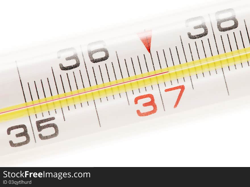 Close-up view on medical thermometer (isolated)