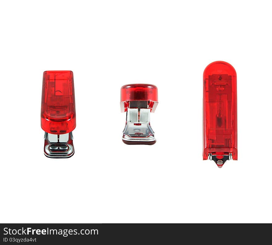 Red stapler isolate