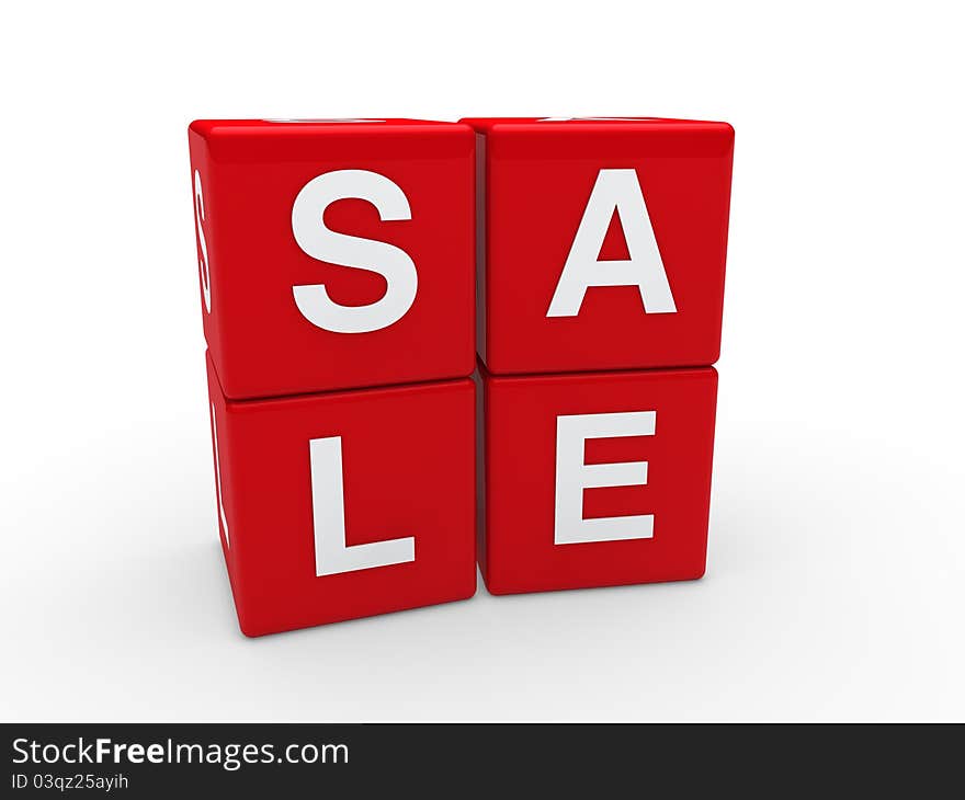 3d Sale Cube Red