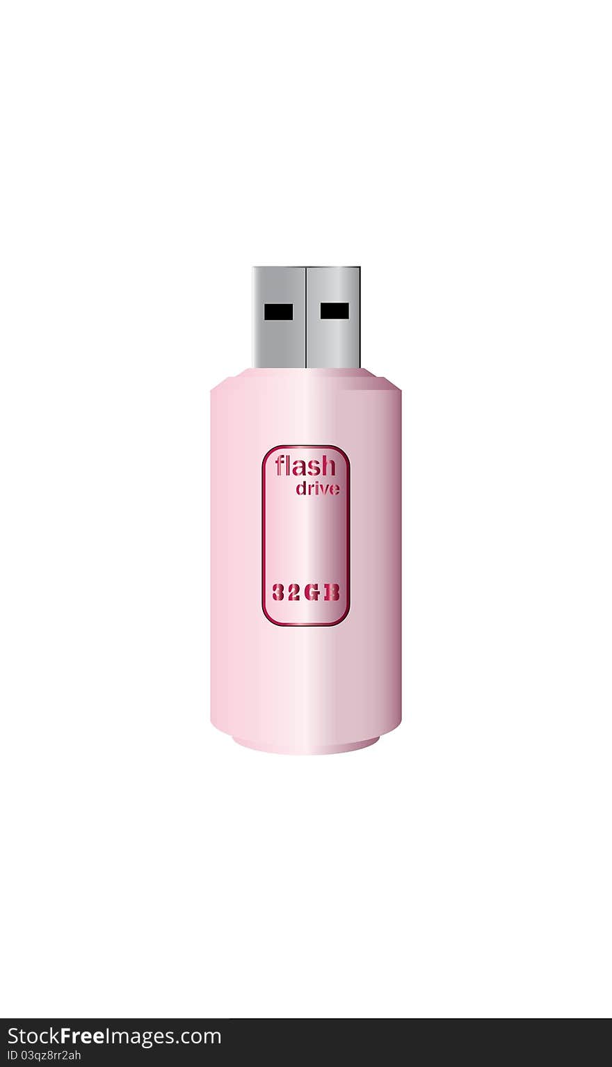 A Pink USB Flash Drive Vector isolated on White. A Pink USB Flash Drive Vector isolated on White