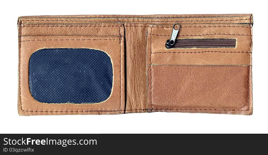 Interior of a well worn brown leather wallet. Interior of a well worn brown leather wallet