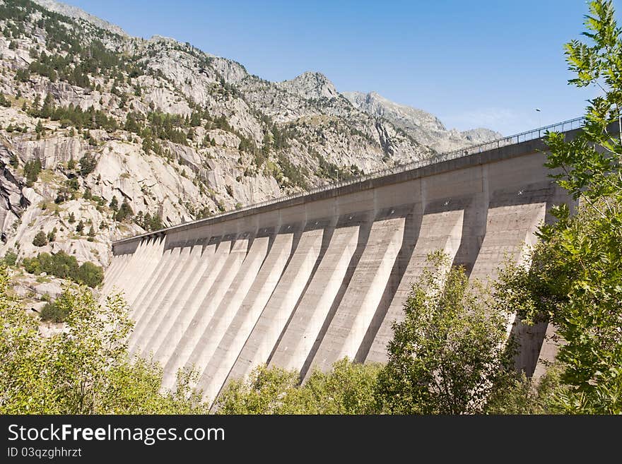 Dam between mountains in spanish national park