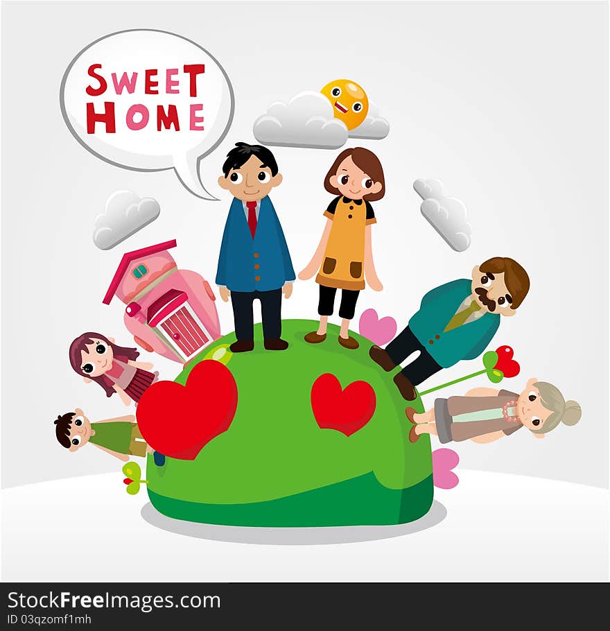 Cartoon family card,vector,illustration