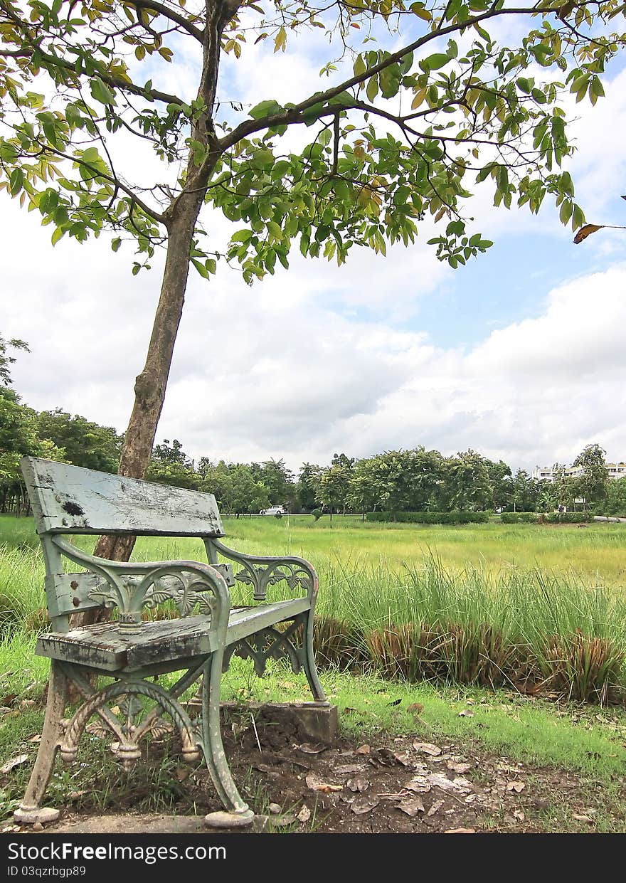 Old one chair in park