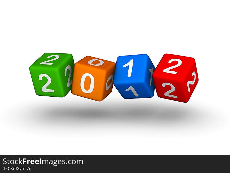 2012 year (design element for calendar, greeting cards, sales stickers)