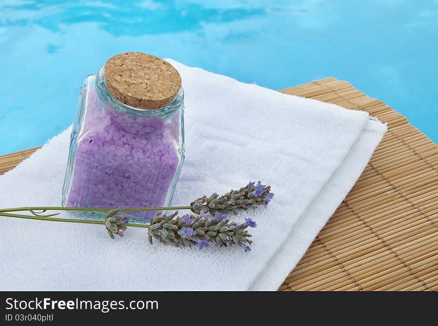 Spa background with lavender herbs