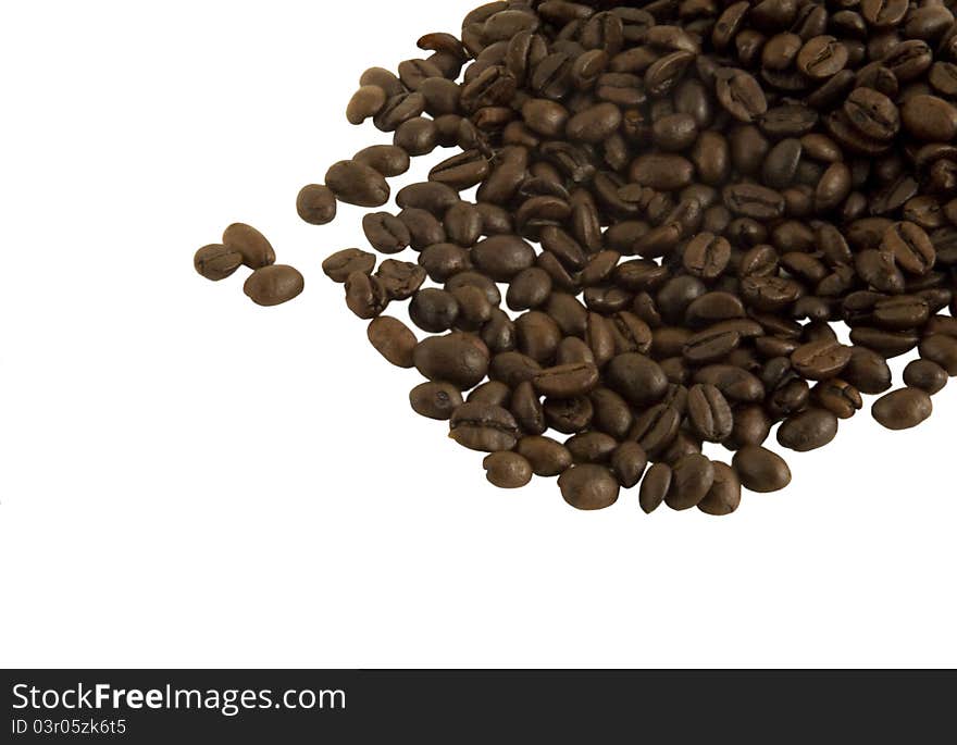 Coffee beans isolated on the white background