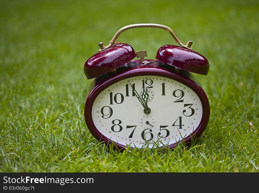 Clock On A Grass