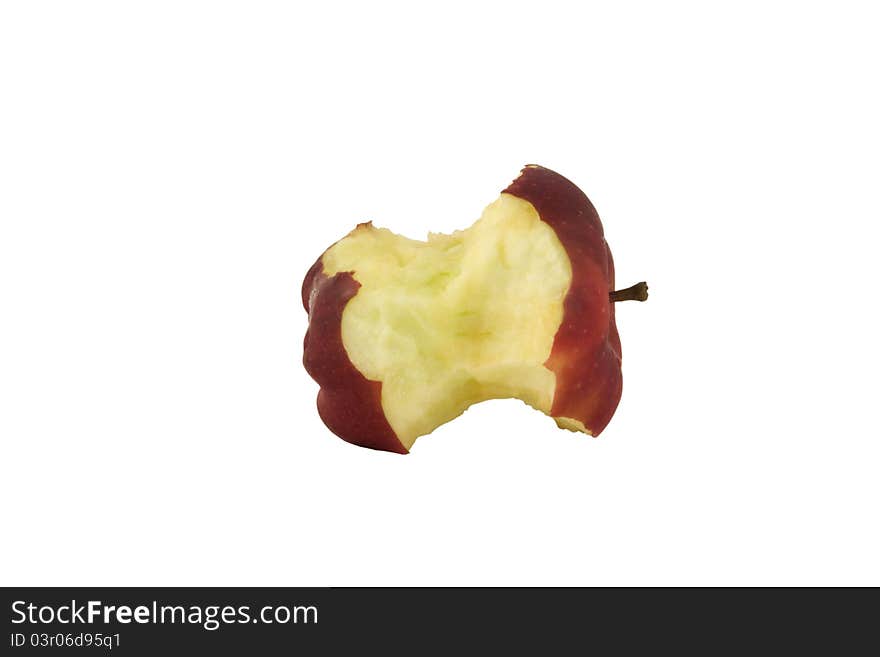 Apple core on thw white background