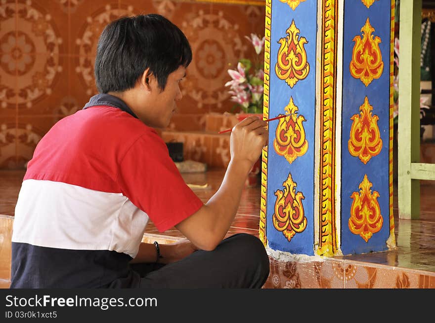 Painting murals in the temples A belief in Buddhism. Painting murals in the temples A belief in Buddhism.