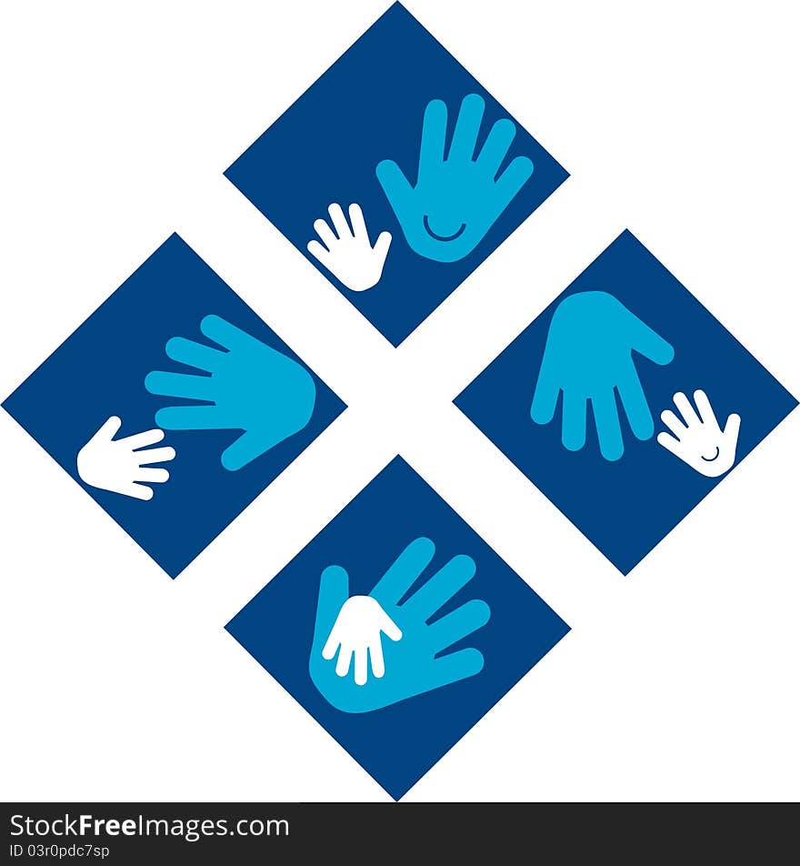 Child's Hands and Adult Hands, vector illustration