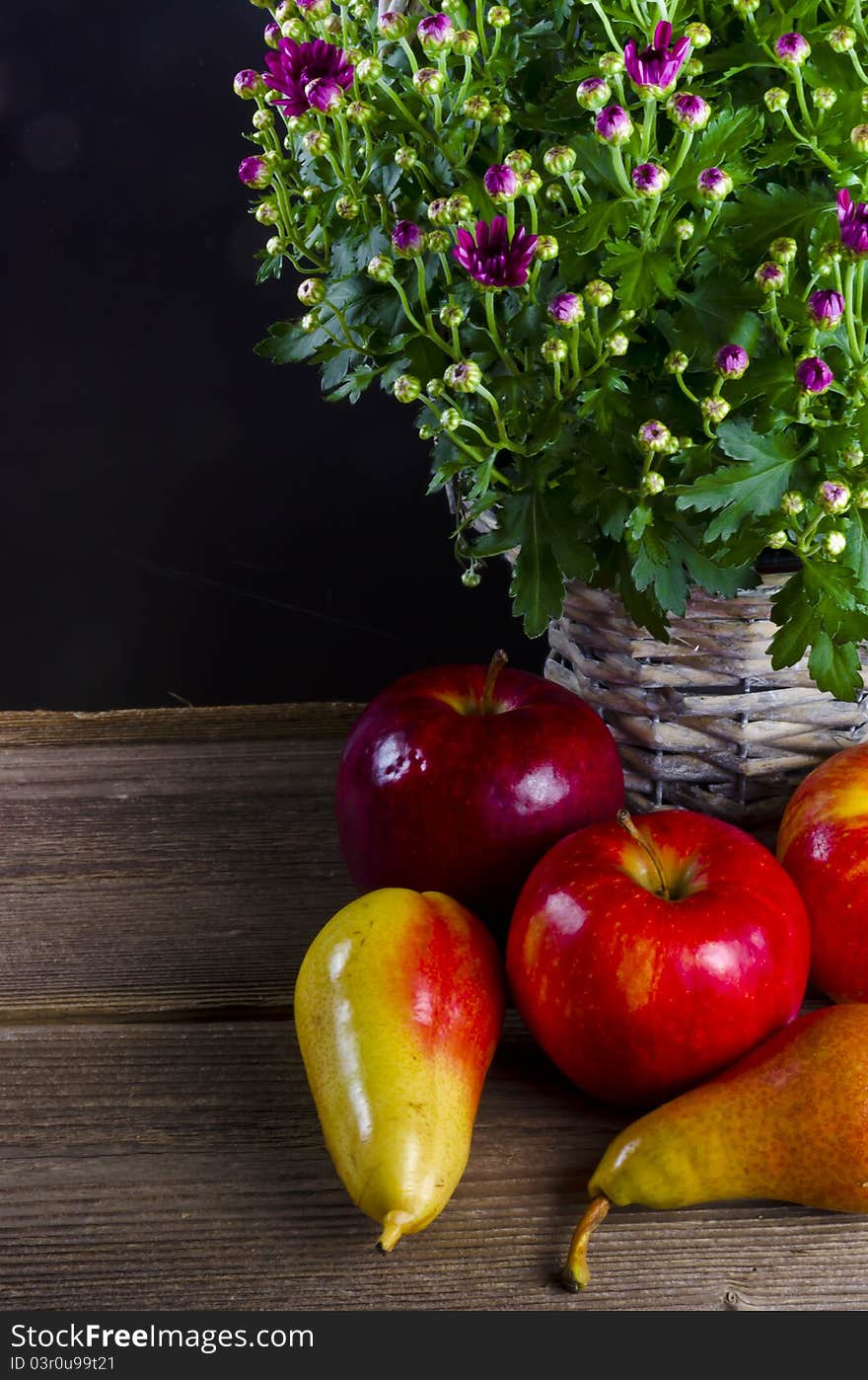 Fruit with flowers