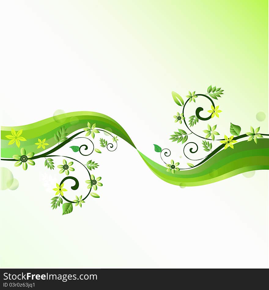 Abstract floral and green colorful ornamental . Abstract floral and green colorful ornamental