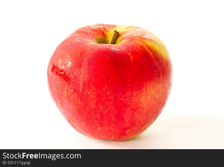 Ripe red apple tasty on a white background