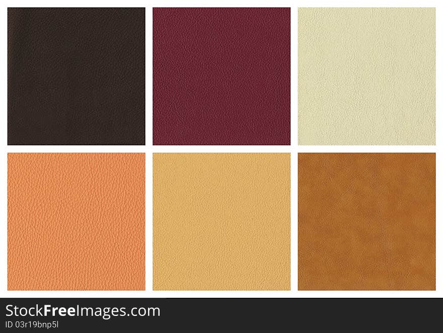 Six rough textured leather in various colors. Six rough textured leather in various colors