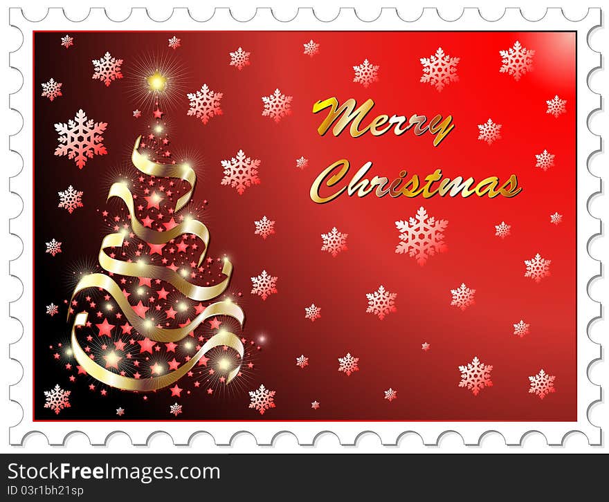 Christmas Stamp Abstract Tree Background