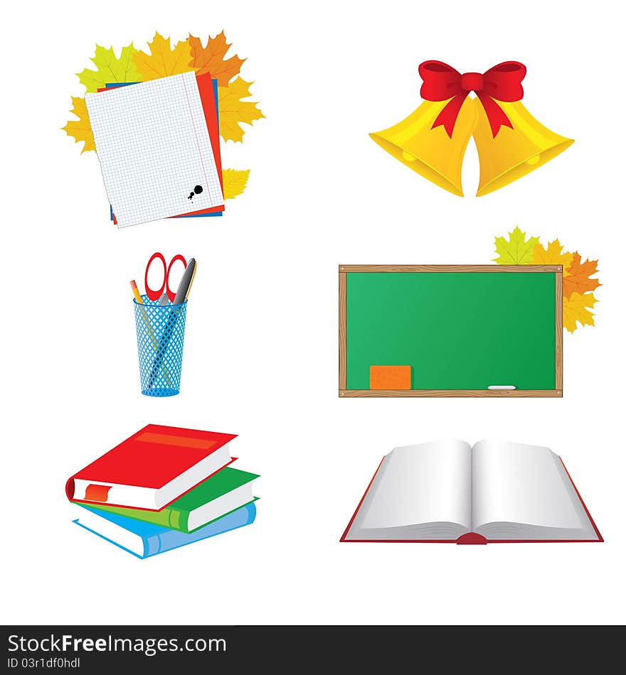 Vector illustration of icons on the topic of education on a white background