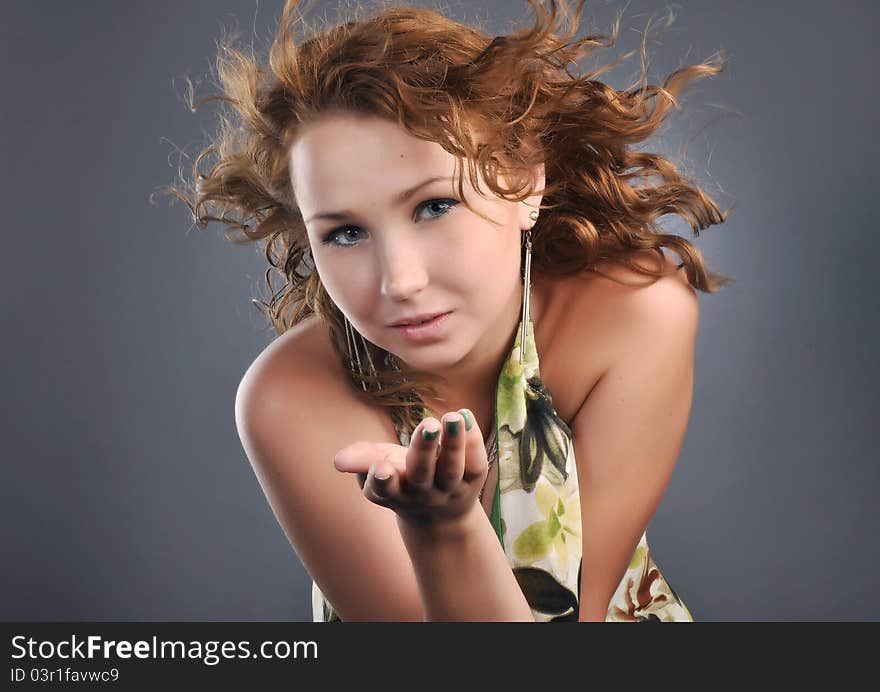 Attractive young girl close up portrait.