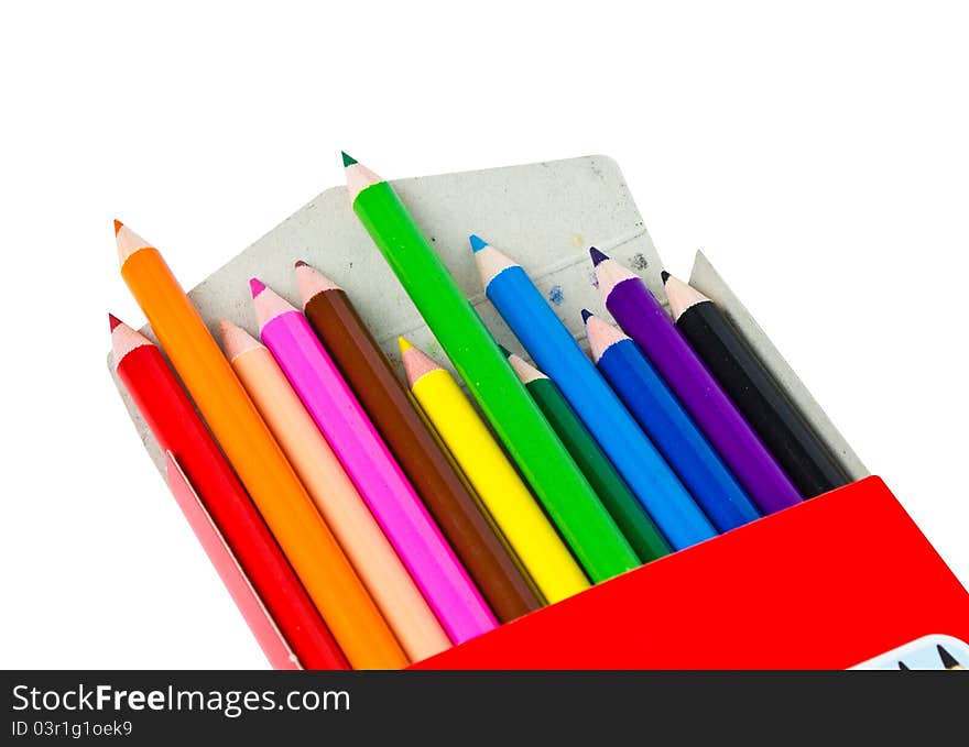 Colorful of many pastels on the white background