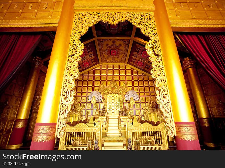 Hall palace interior in Thailand