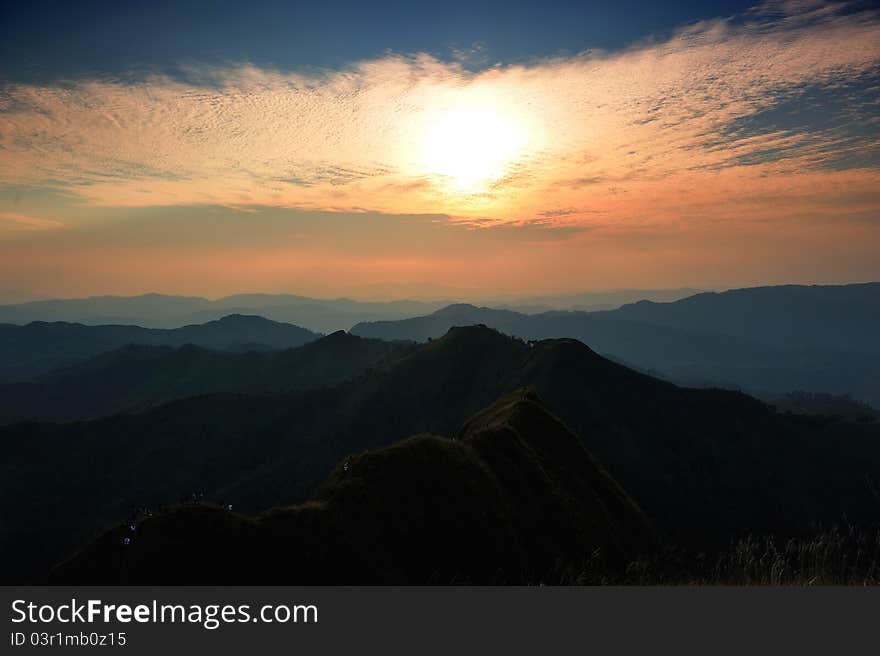 Wonderfull Sunset at Khaochangpuek, Kanchanaburi, Thailand