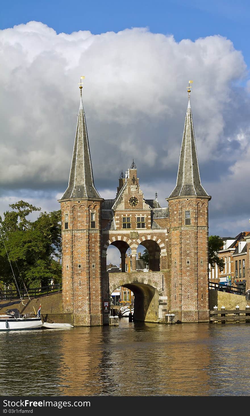 The famous historic Watergate of Sneek, Friesland. The famous historic Watergate of Sneek, Friesland