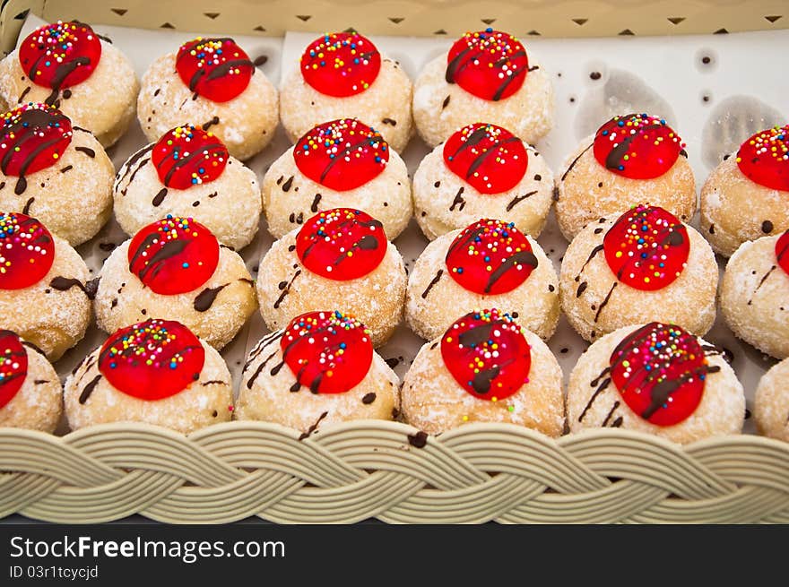 Fancy bread with red jelly