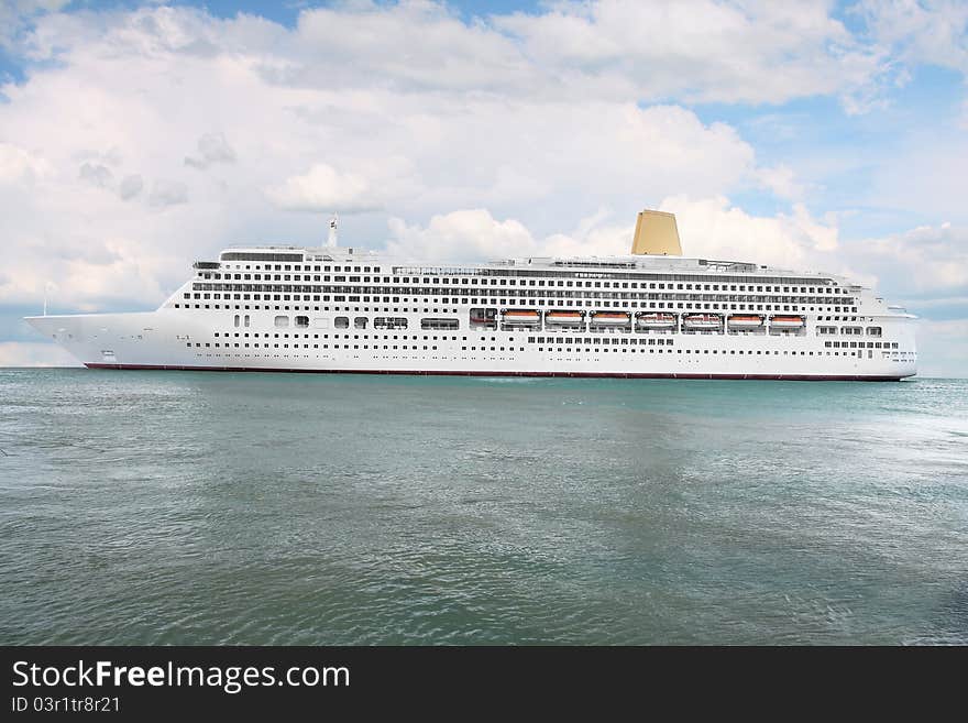 The image of ocean ship under the high seas