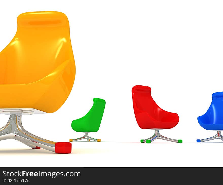 Modern Colorized Chairs On White