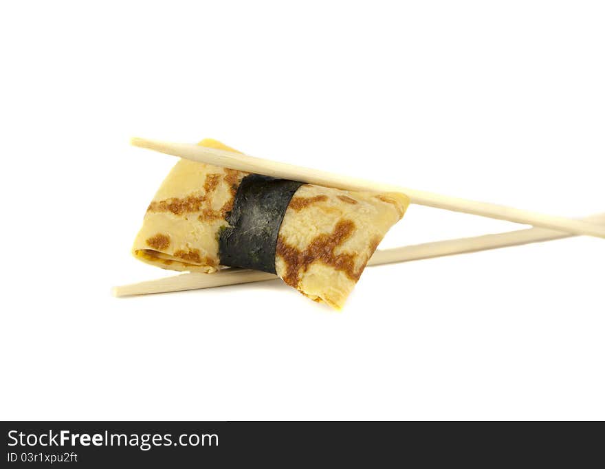 Sushi with special Japanese tamago omelet