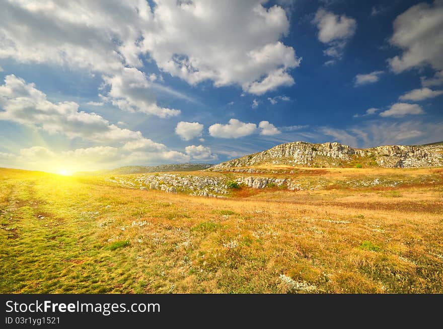 Mountain range. natural composition. sunlight