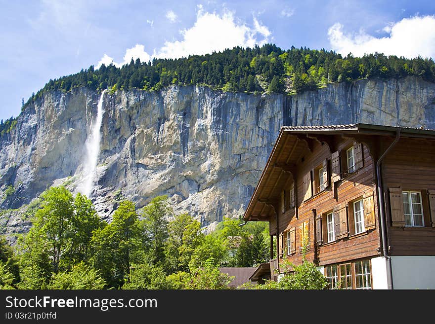 Staubachfall in Lauterbrunnen in Switzerland