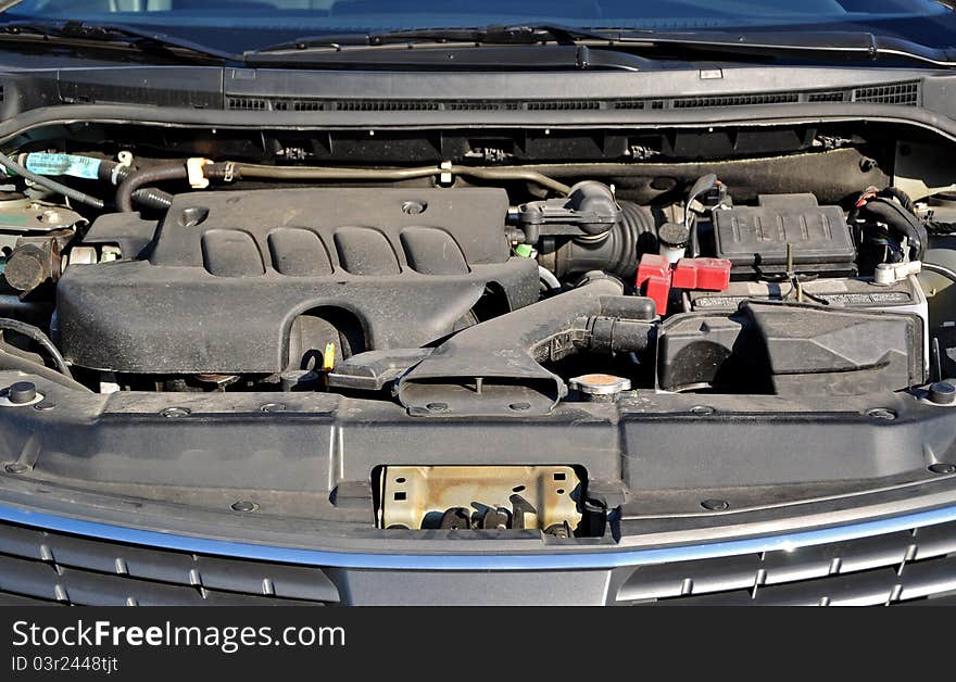 Close up of car engine