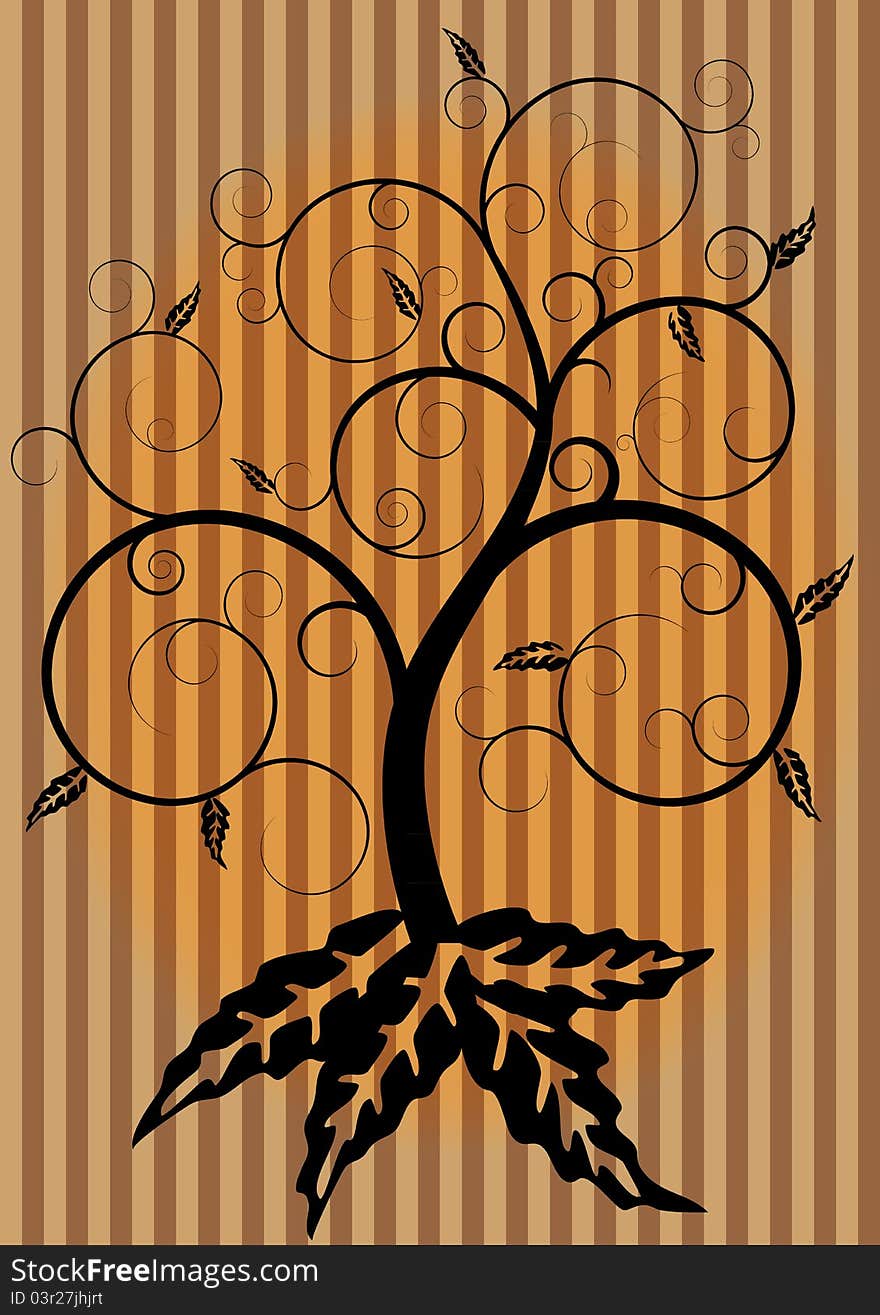 Illustration of swirl tree in autumn