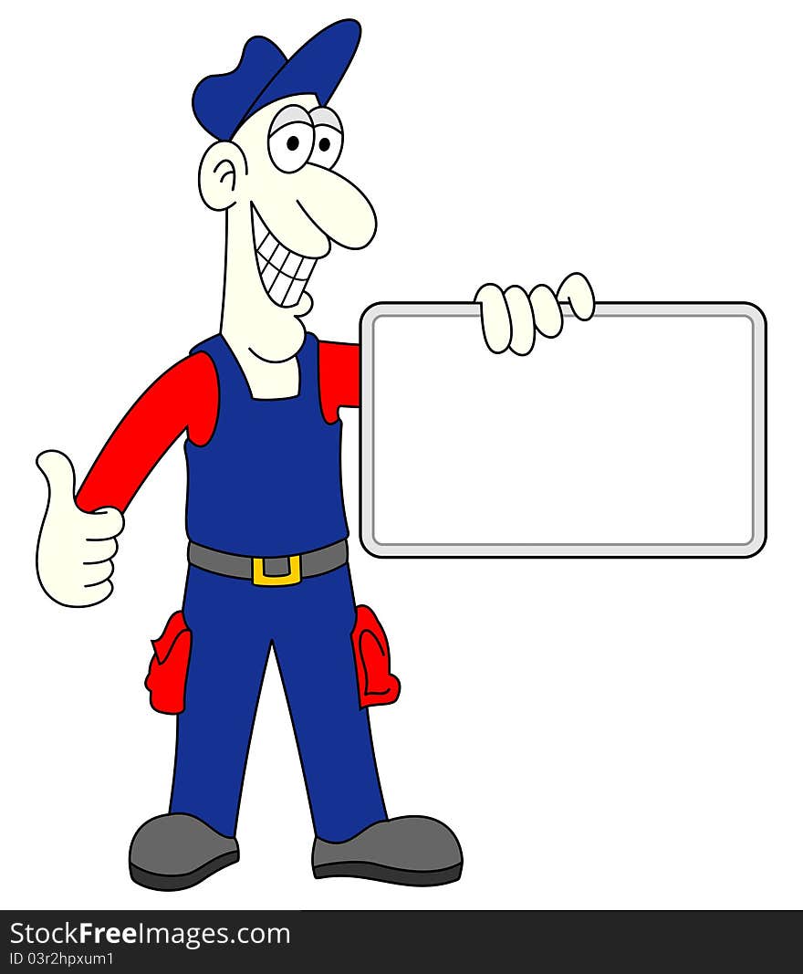 Man worker with blank board