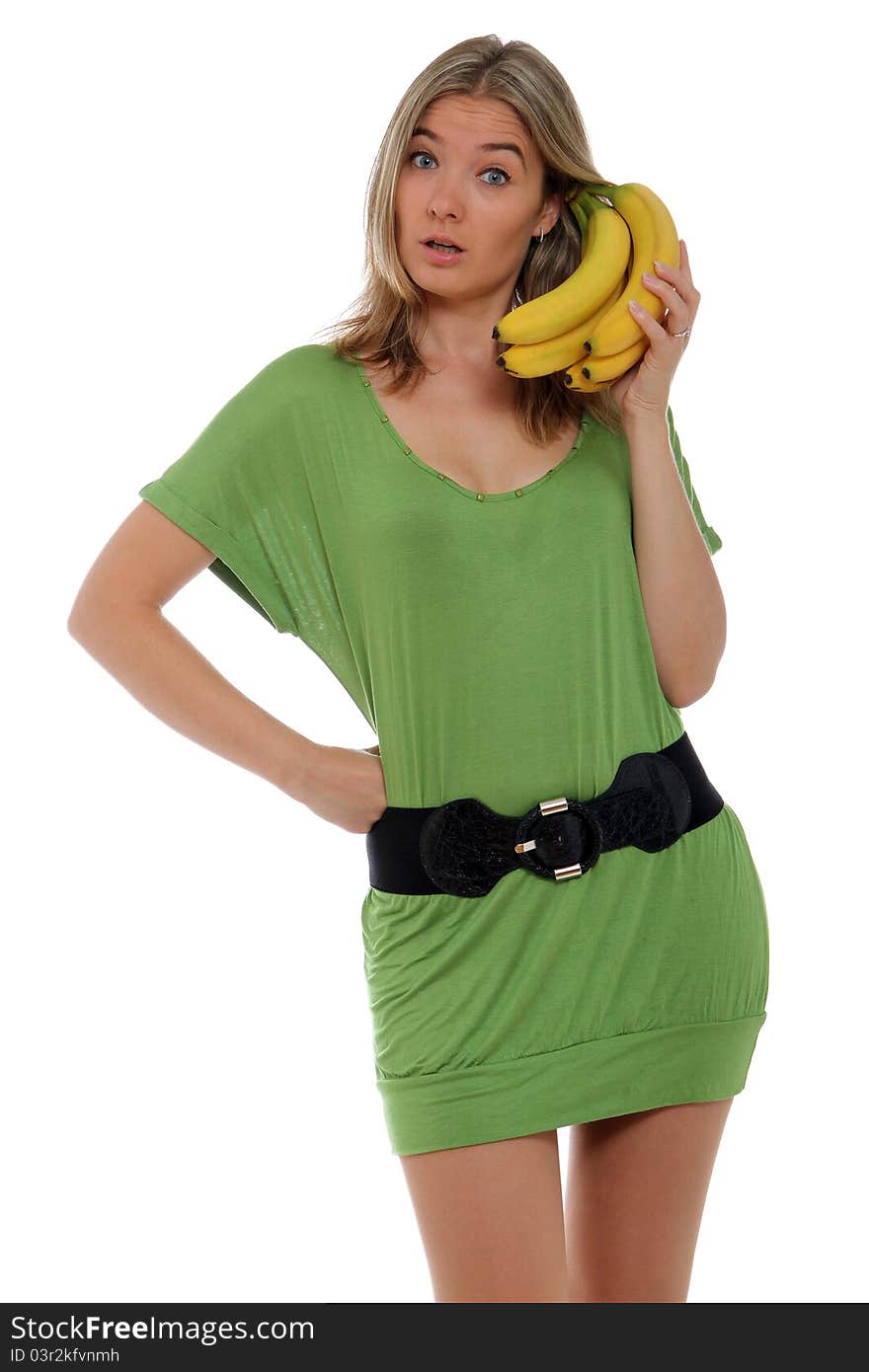 Woman Talking On Banana Phone