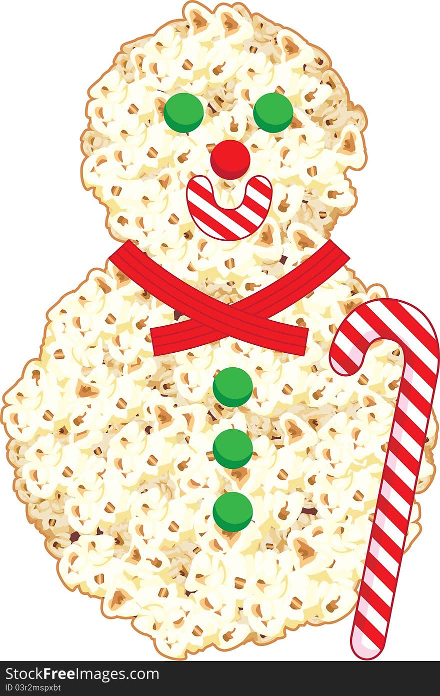 Pop Corn Snowman Illustration