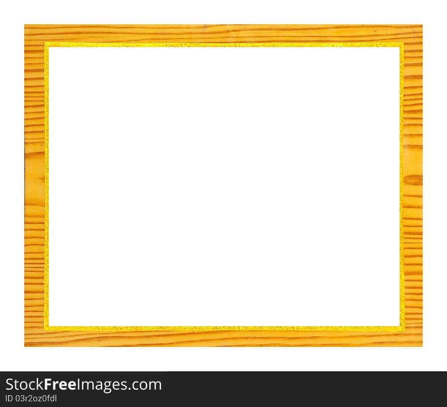 Wooden frame on white background