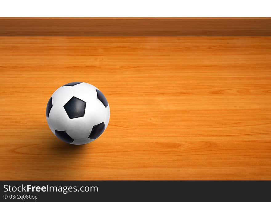 Wall of room with a ball on wooden floor. Wall of room with a ball on wooden floor