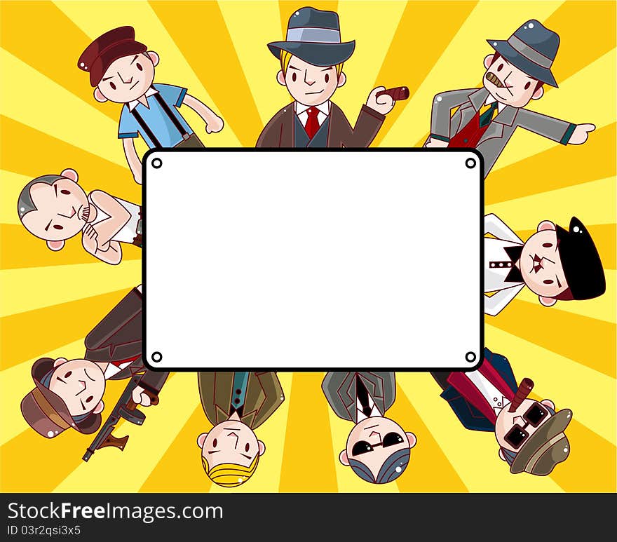 Cartoon mafia card,vector,illustration