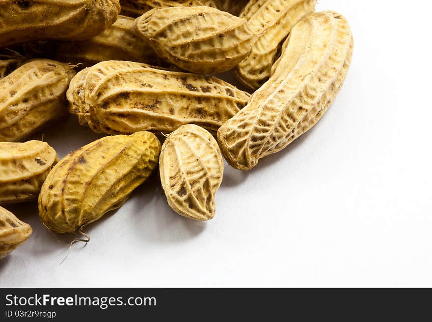 Peanuts on white background