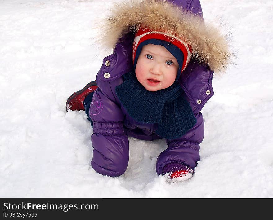 Girl Lying On Snow